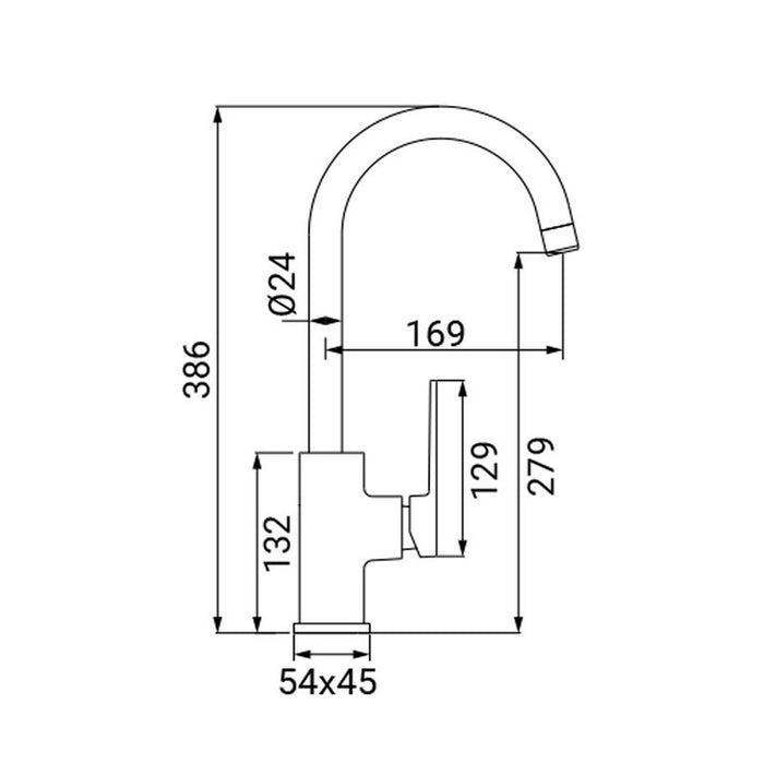 Miscelatore serie eden monocomando lavello bocca alta, finitura cromata