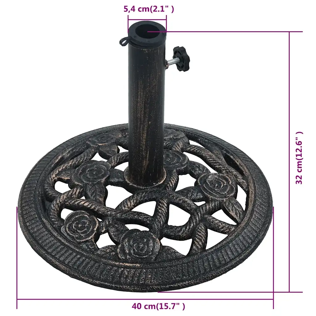 Base Ombrellone-Supporto per ombrellone Nero e Bronzo 9 kg 40 cm in Ghisa