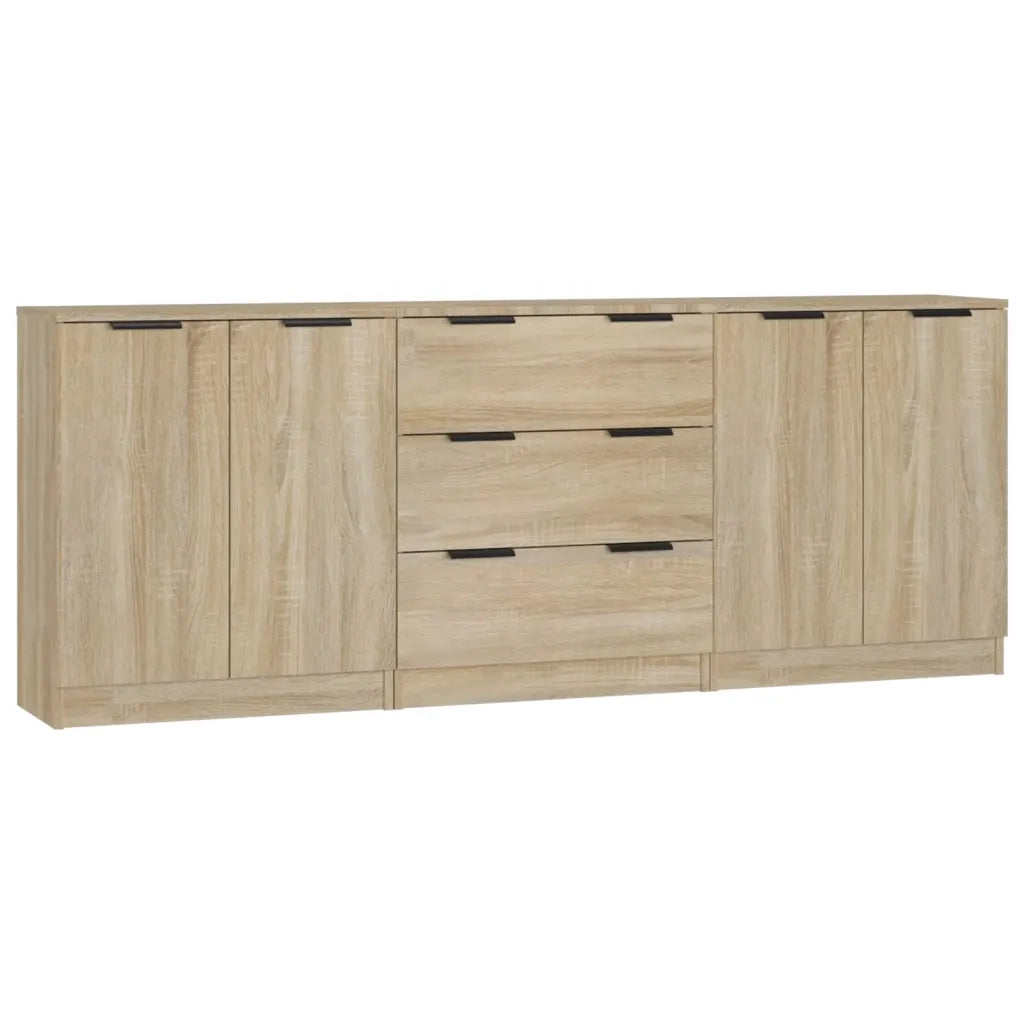 Credenze 3 pz | Madia | Buffet da pranzo | Armadio da pranzo Rovere Sonoma in Legno Multistrato