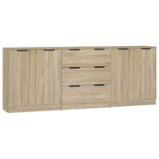 Credenze 3 pz | Madia | Buffet da pranzo | Armadio da pranzo Rovere Sonoma in Legno Multistrato