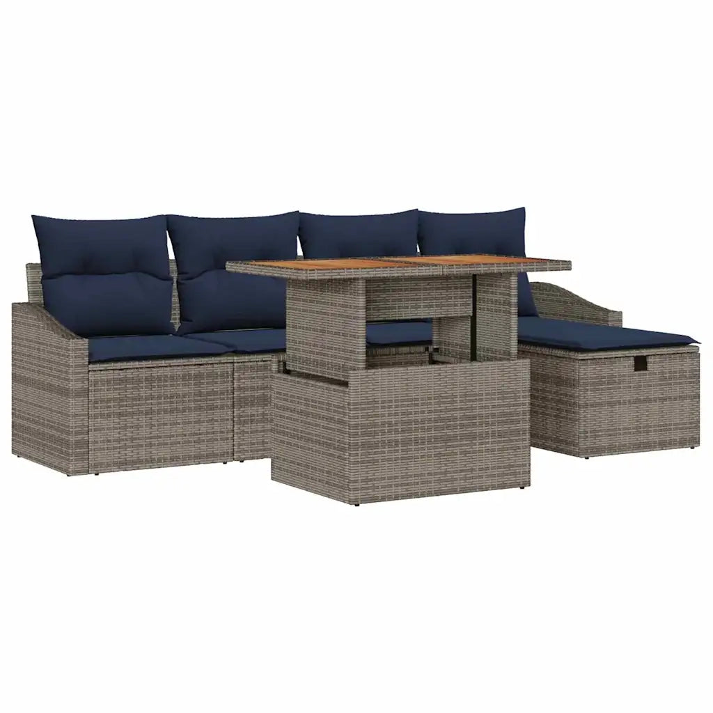 Set Divano da Giardino 6 pcs Grigio polyrattan