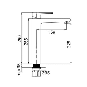 Miscelatore lavabo alto serie hope, finitura cromata