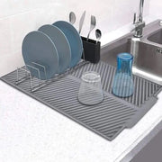 Mat di Afdruip con Silicio Opvougalbe Extra Grande - Resistenente al Calore - Bordo Antiscivolo - Mat di Afdruip con Fusto di Scarico - Sicuro per l'Alimentazione - Mat di Afdruip con Bordo Antiscivolo