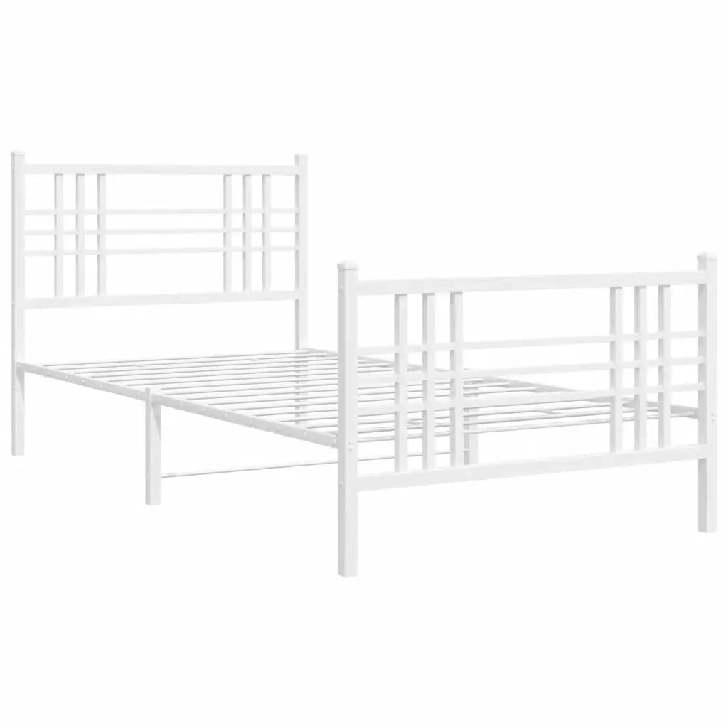 Giroletto con Testiera e Pediera-Struttura Letto Metallo Bianco 90x200 cm 332939