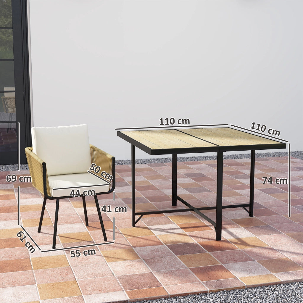 Set da Giardino 5 Pezzi con Tavolo in Legno-Plastica
