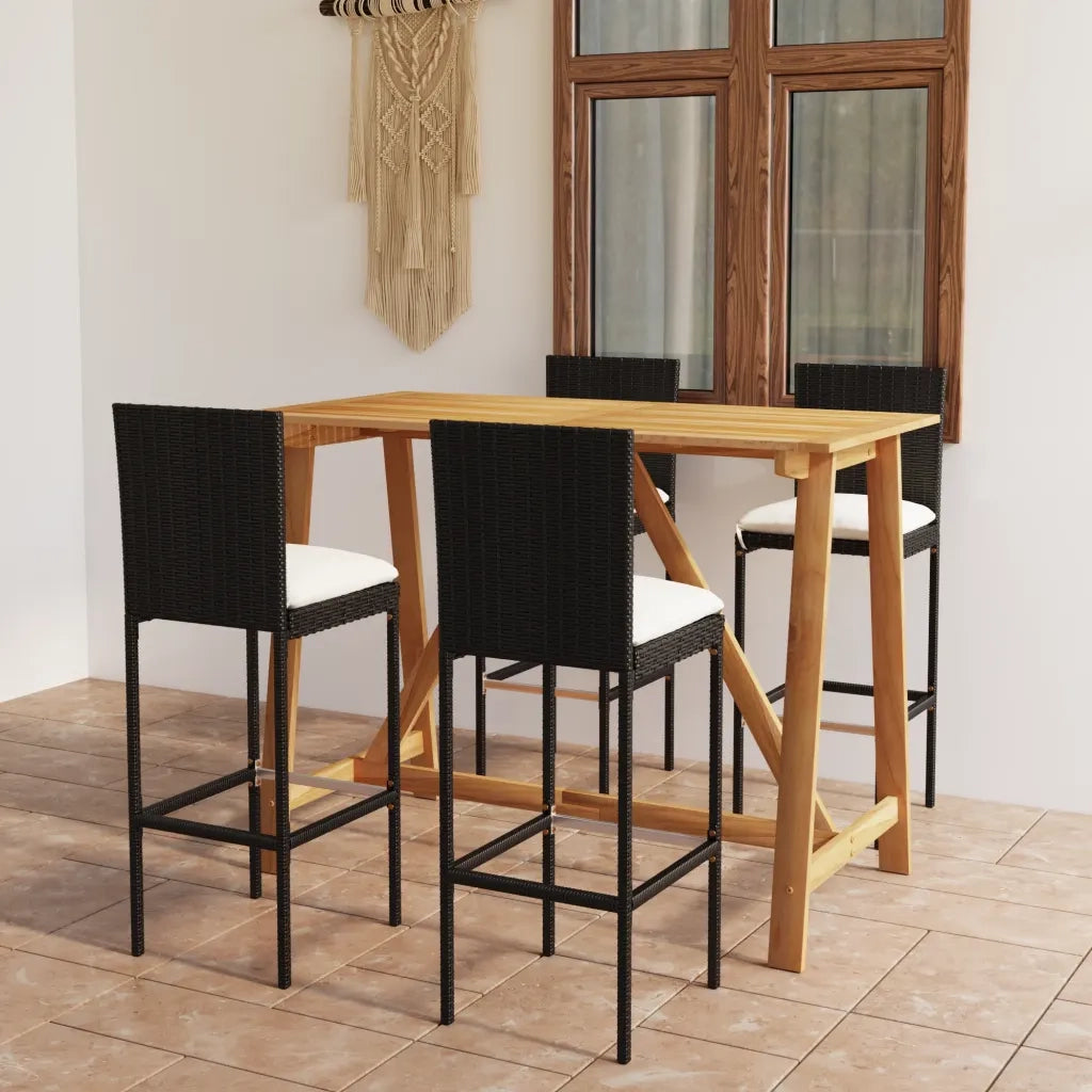 Set da Bar da Giardino 5 pz con Cuscini Nero cod mxl 43025