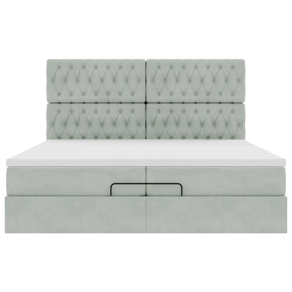 Struttura Letto Pouf con Materassi 200x200 cm Velluto