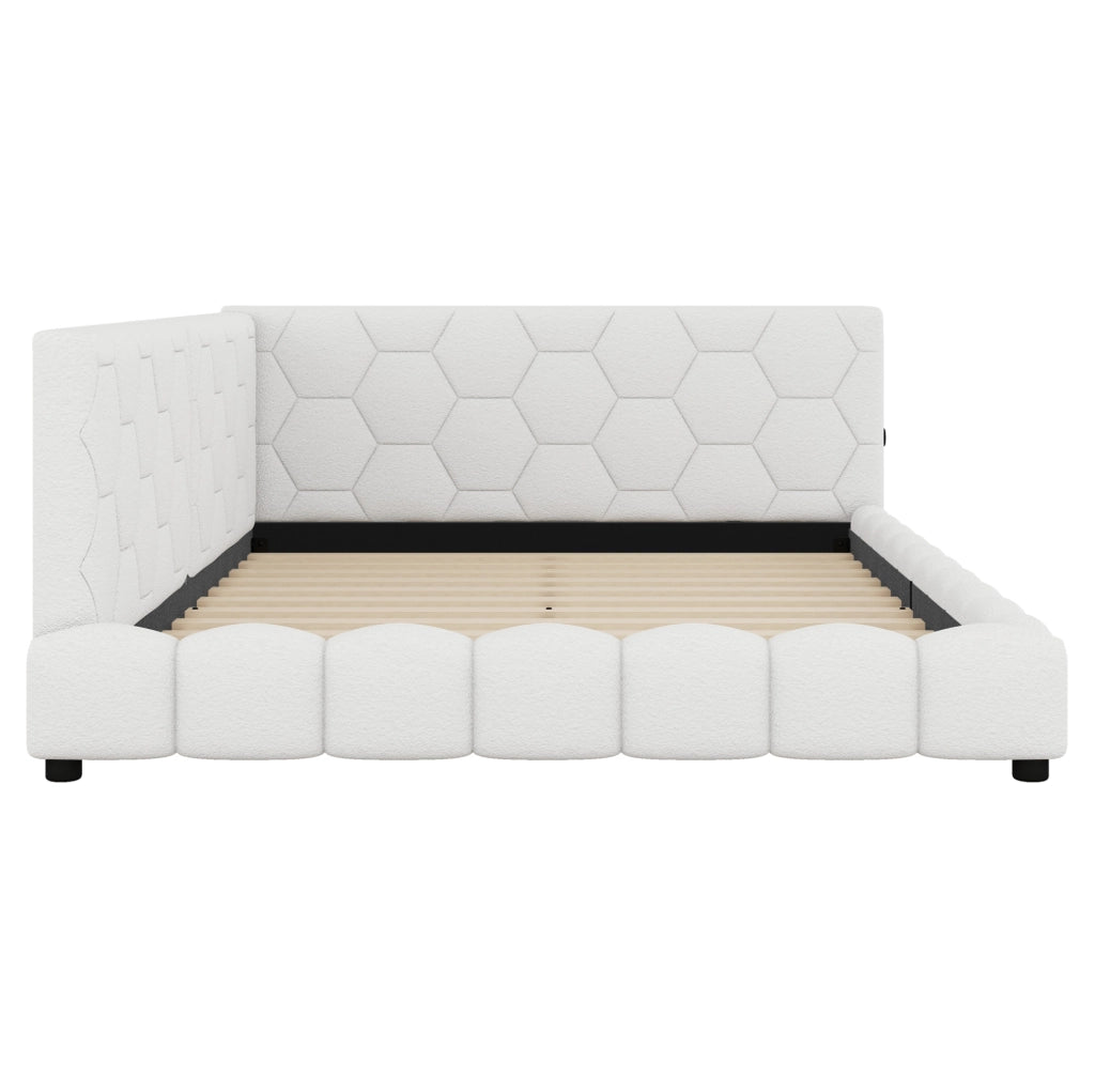 Daybed 140x200 cm con rete a doghe, luce LED ambientale e porte USB/Type-C