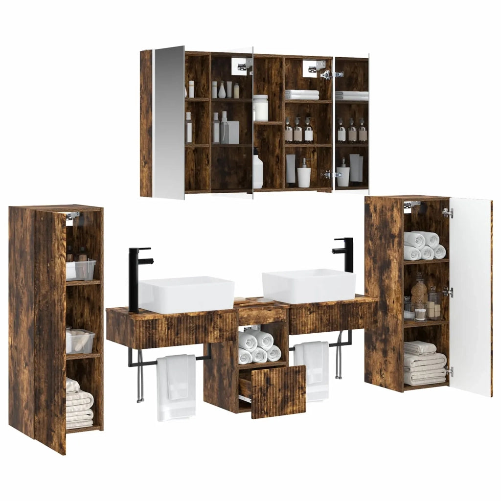 Set di mobili per il bagno 6 pcs Rovere Fumo 3407139