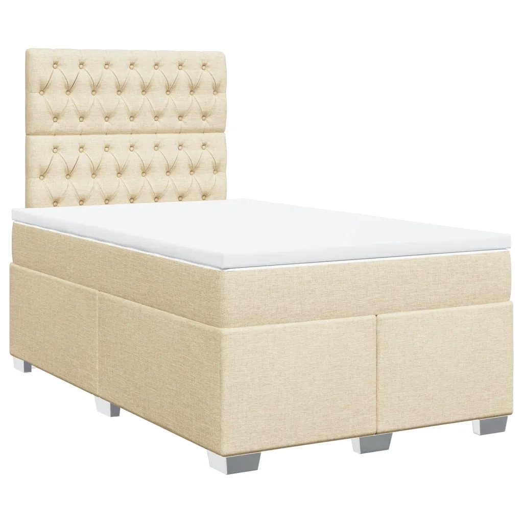 vidaXL Giroletto a Molle con Materasso Crema 120x190 cm in Tessuto