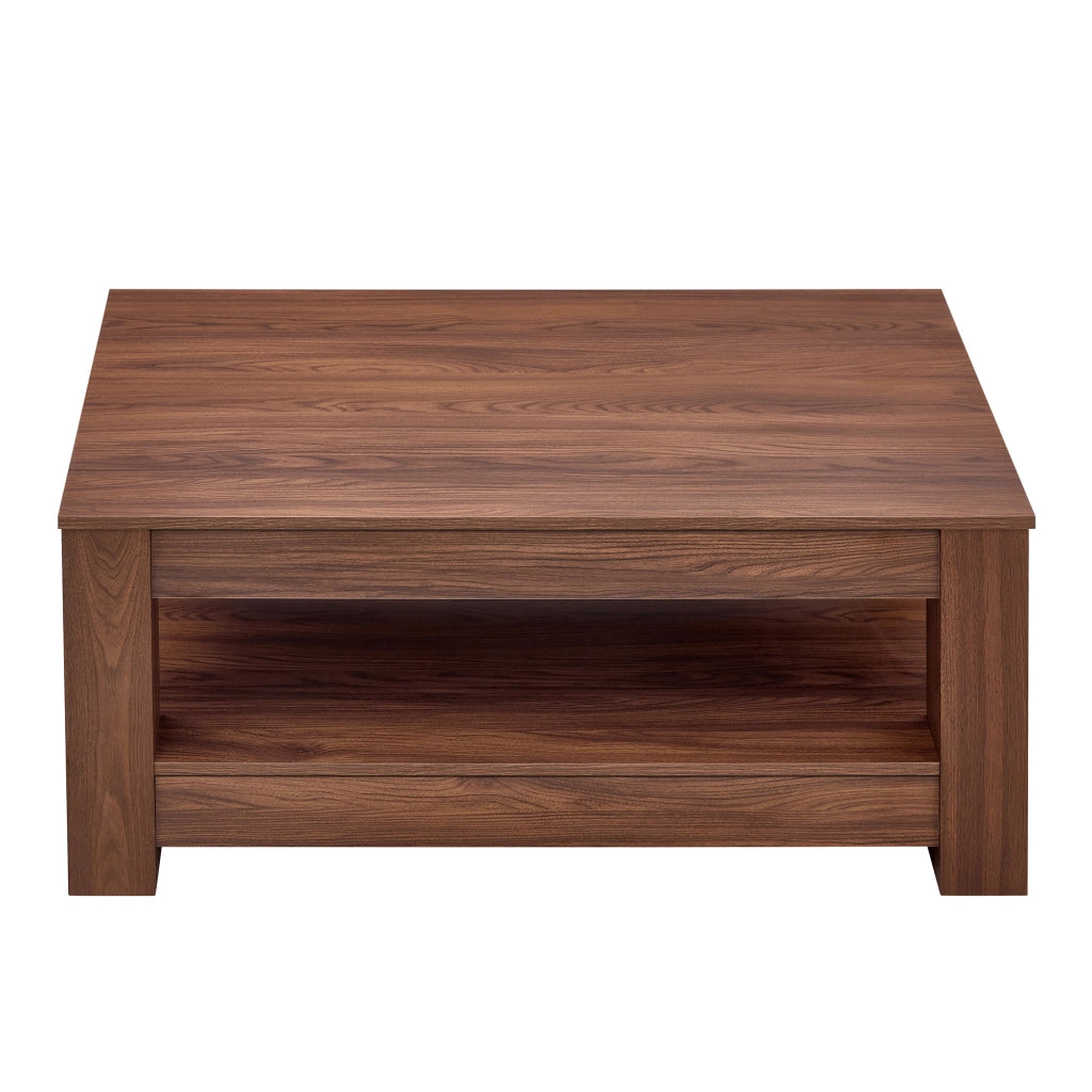 TAVOLO BASSO Rettangolare 111,5 x 62 x 21,5 cm Effetto Noce MDF a doppio livello