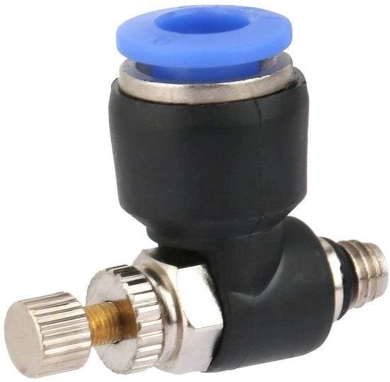 Regolatore di flusso d'aria 2 pezzi - Fitting pneumatica - Regolatore di flusso d'aria - Coperchio/Plastica - 6 mm di diametro del tubo - Connettore di tubo affidabile - Regolatore di flusso d'aria