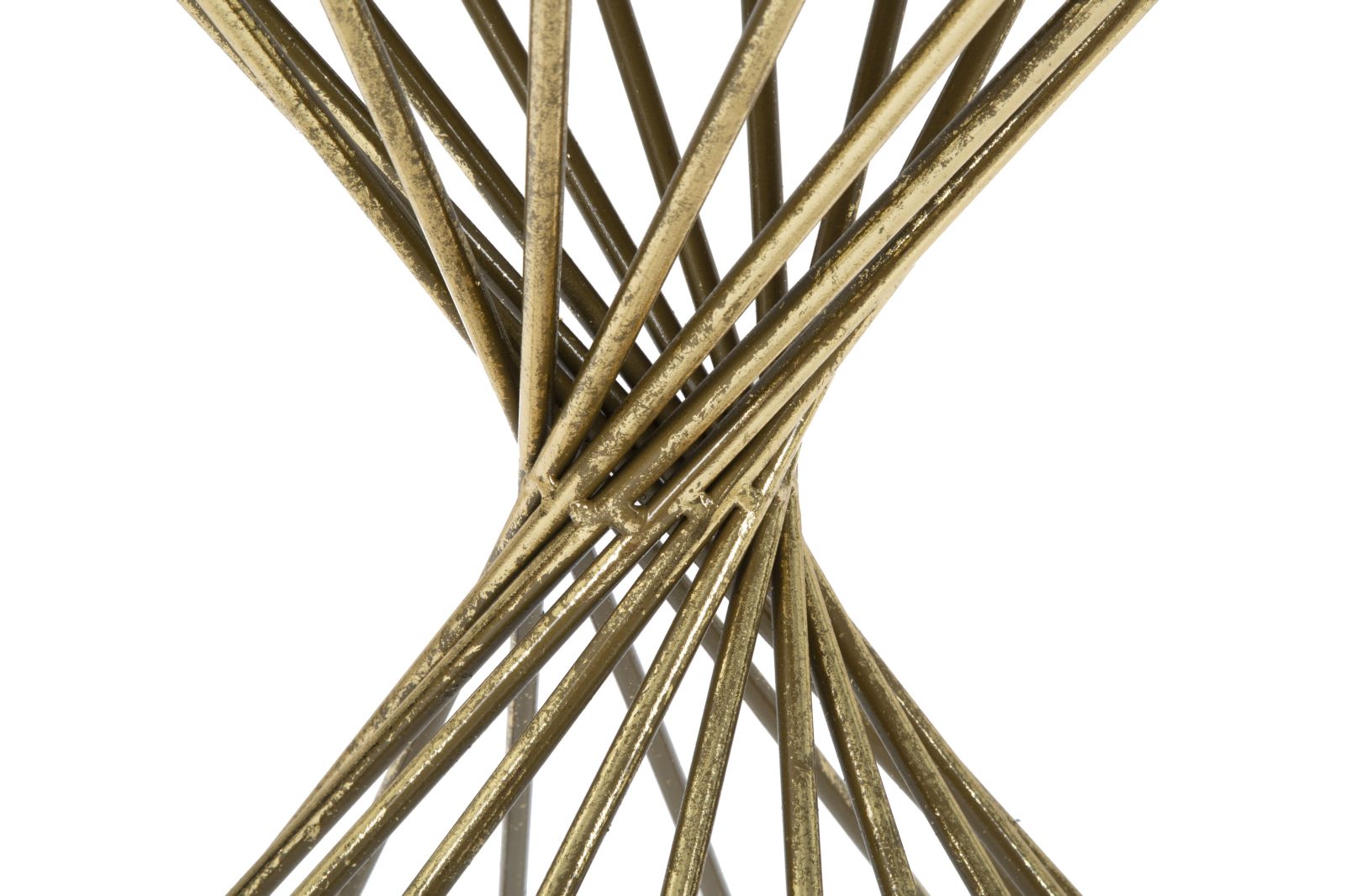 Tavolinetto Hypnos Ø42x50 cm in Ferro MDF e Vetro Oro