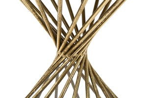 Tavolinetto Hypnos Ø42x50 cm in Ferro MDF e Vetro Oro