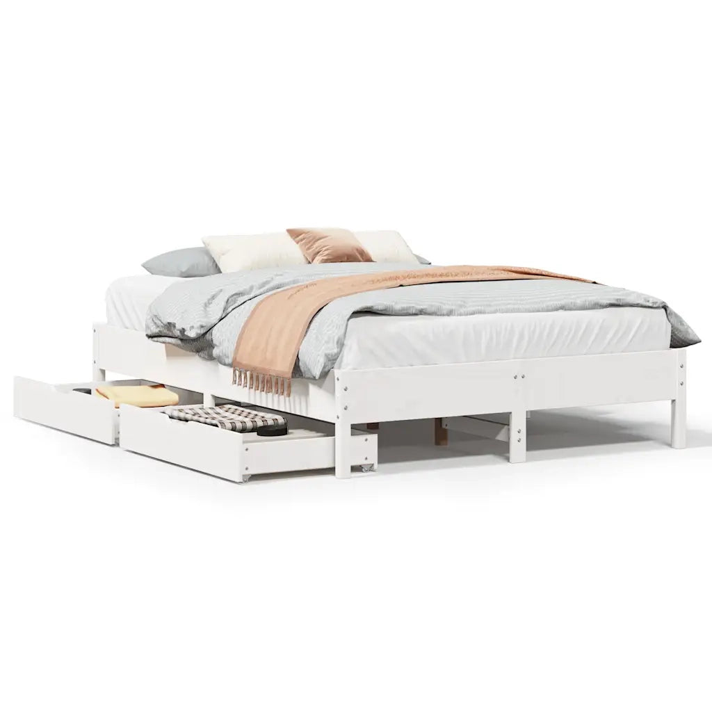 vidaXL Letto senza Materasso Bianco 160x200 cm Legno Massello di Pino