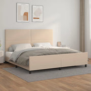 Giroletto con Testiera-Struttura Letto con testiera Cappuccino 200x200 cm in Similpelle 111082
