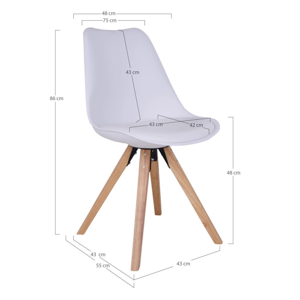 Set di 2 Sedie Bergen, Bianco, Similpelle, 55x48x86 cm