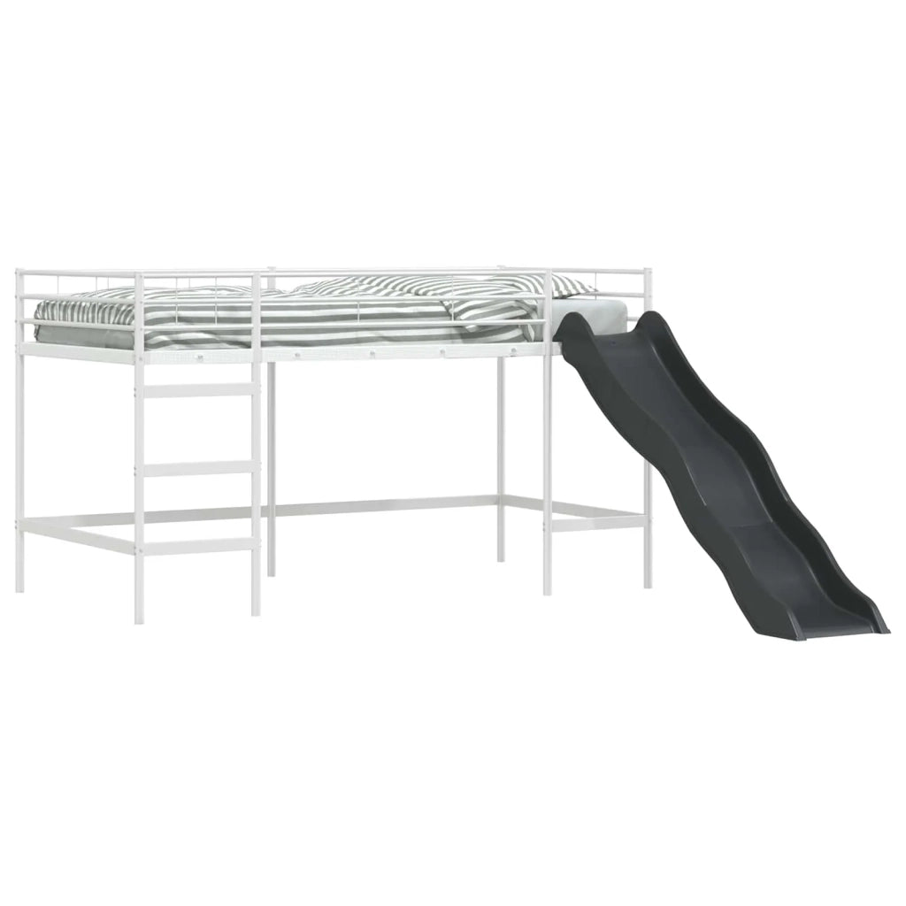 Letto loft per Bambini | Letto Infantile | Lettino con scivolo Bianco e Antracite