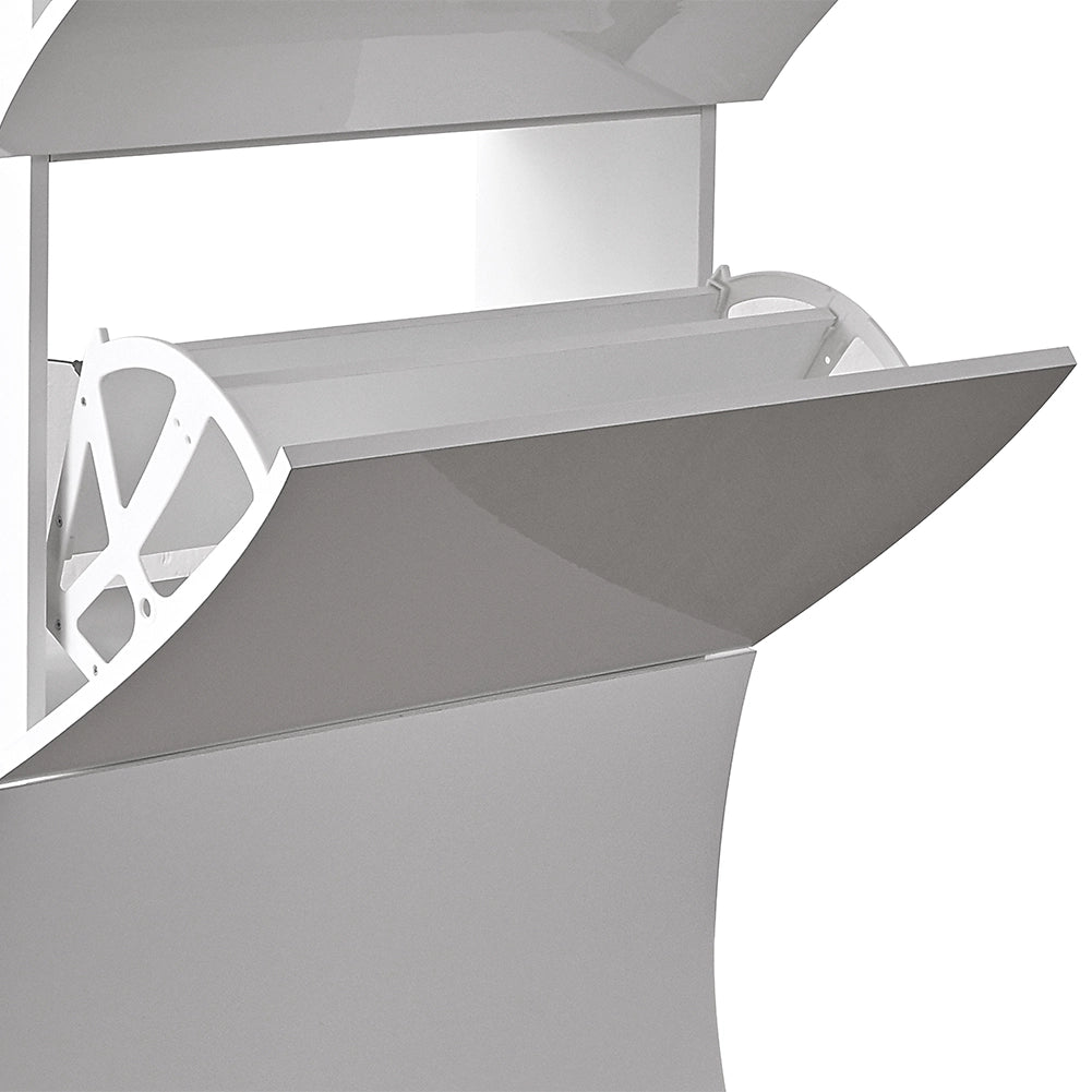 Scarpiera Ingresso in Legno Lucido ONDE 3 Ante Bianco Salvaspazio 71x26.5x121cm