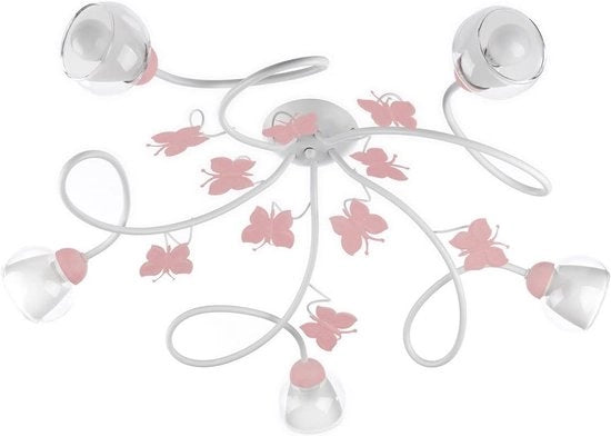 Illuminazione del soffitto per la camera da letto dei bambini con farfalle rosse - metallo bianco