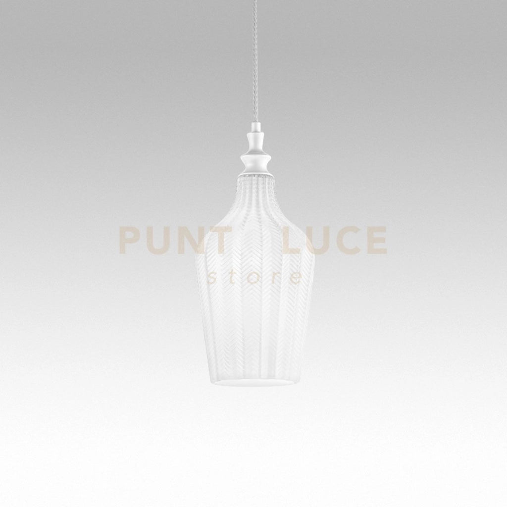 CLEOFE S/12 - LAMPADARIO SOSPESO 1 LUCE ATTACCO E27 IN VETRO COLORE BIANCO D.18CM