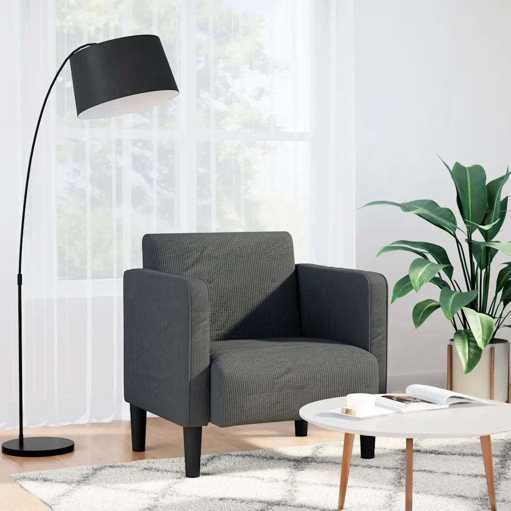Divano Sedia con Braccioli Grigio Scuro 54 cm Tessuto a Coste 4100516