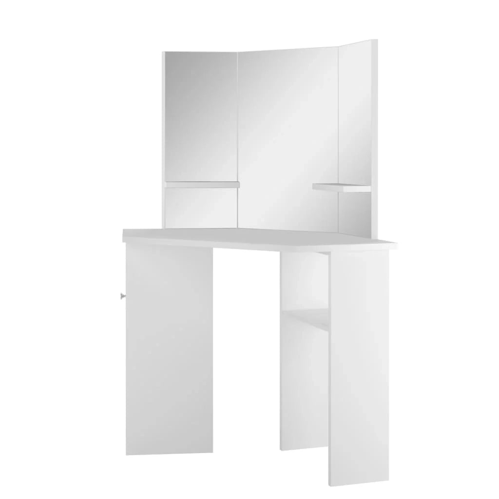 Tavolo da trucco angolare 111 x 54 x 141,5 cm bianco tavolo da trucco cosmetico 02_0006235