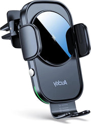 Caricabatteria auto 15W wireless con chiusura automatica - compatibile con iPhone Samsung inductiva elettromagnetica nera