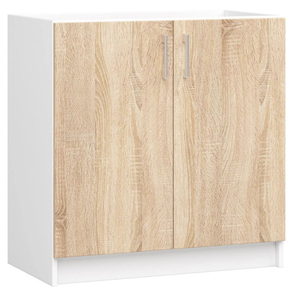 Set da cucina con vetrina AKORD LIMA 1,8 m Bianco 180 cm 7 ante 1 cassetto frontale Rovere Sonoma 8 ripiani 180×44,5×203 cm