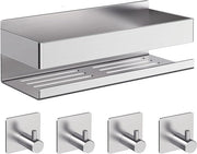 Pannello doccia di alta qualità in acciaio inossidabile 304 senza fori, pannello autoadesivo per bagno con 4 ganci per doccia, cucina, toilette.
