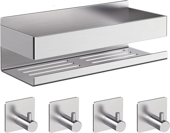 Pannello doccia di alta qualità in acciaio inossidabile 304 senza fori, pannello autoadesivo per bagno con 4 ganci per doccia, cucina, toilette.