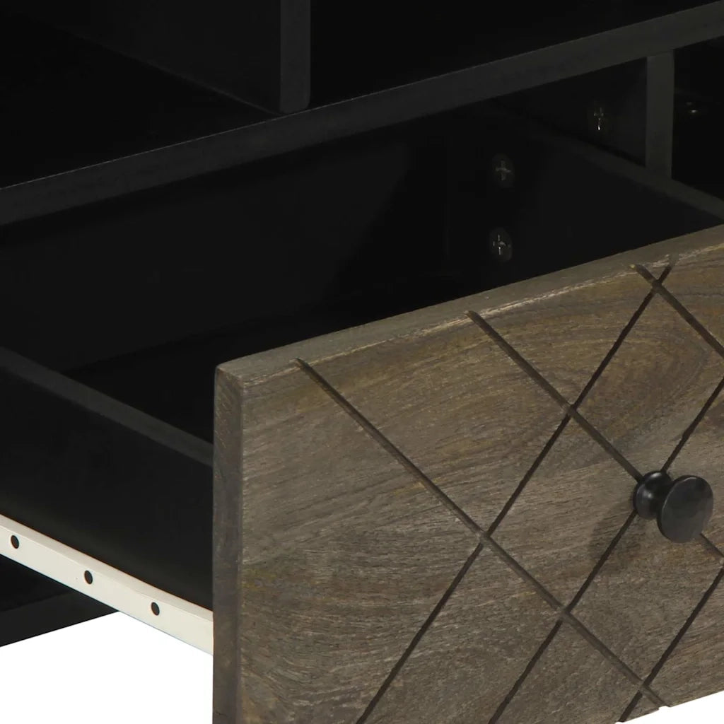 Mobile Porta TV Nero 100x33x46 cm in Legno Massello di Mango 4017700