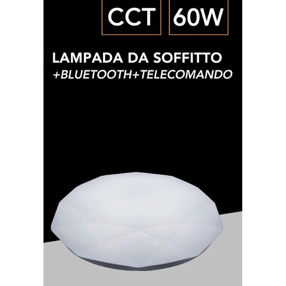 Trade Shop - Plafoniera Led Lampada Soffitto C62-3c 60w 2800lm Cct Luce 3000-6500k Bluetooth Telecomando -