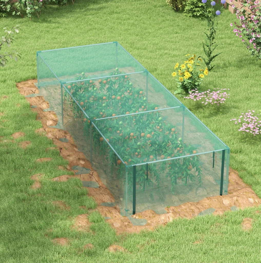 Tenda protettiva per piante 125 x 373 x 62,5 cm verde con porta zip
