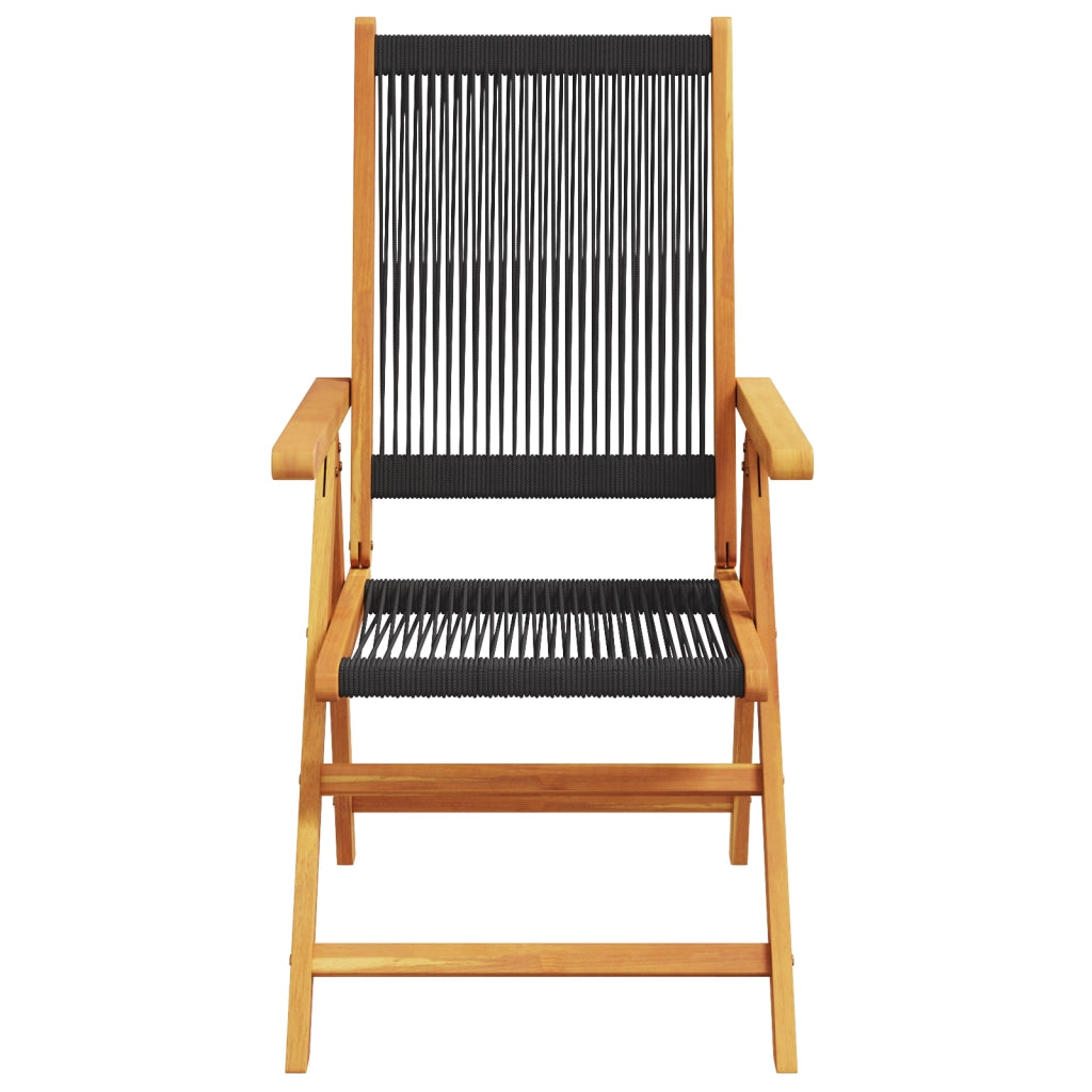 Set da Pranzo da Giardino da 7 Pezzi - Legno di Acacia Nero con Polyrattan