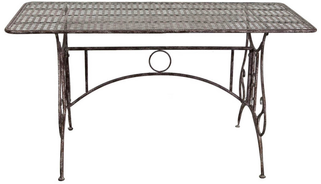 Biscottini Tavolo in ferro battuto smontabile finitura ruggine anticata 150x80x77 cm
