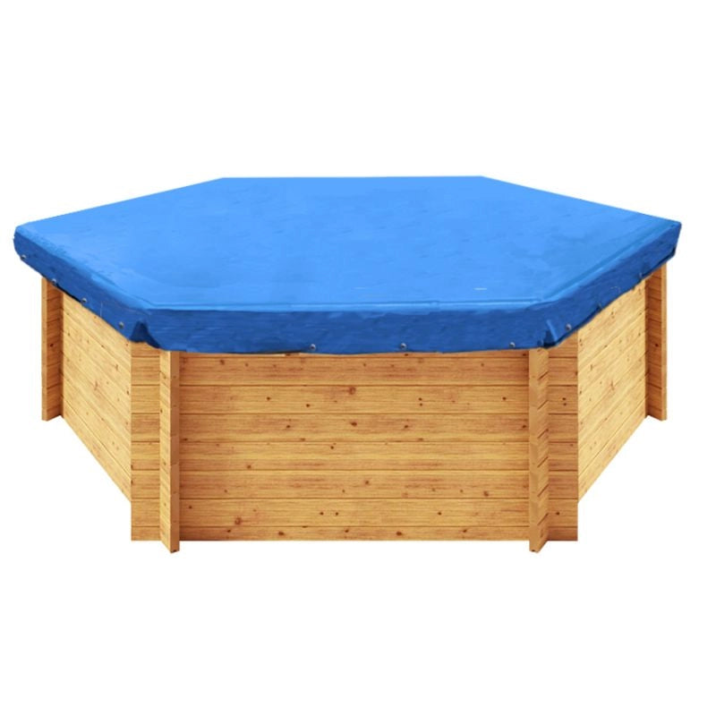Copertura Invernale In Poliestere 90 Gr/m² Per Piscina Ottagonale Allungata 7,30 X 3,75 M Bordo In Legno Compreso Dimensione piscina: Ø 4.60 m