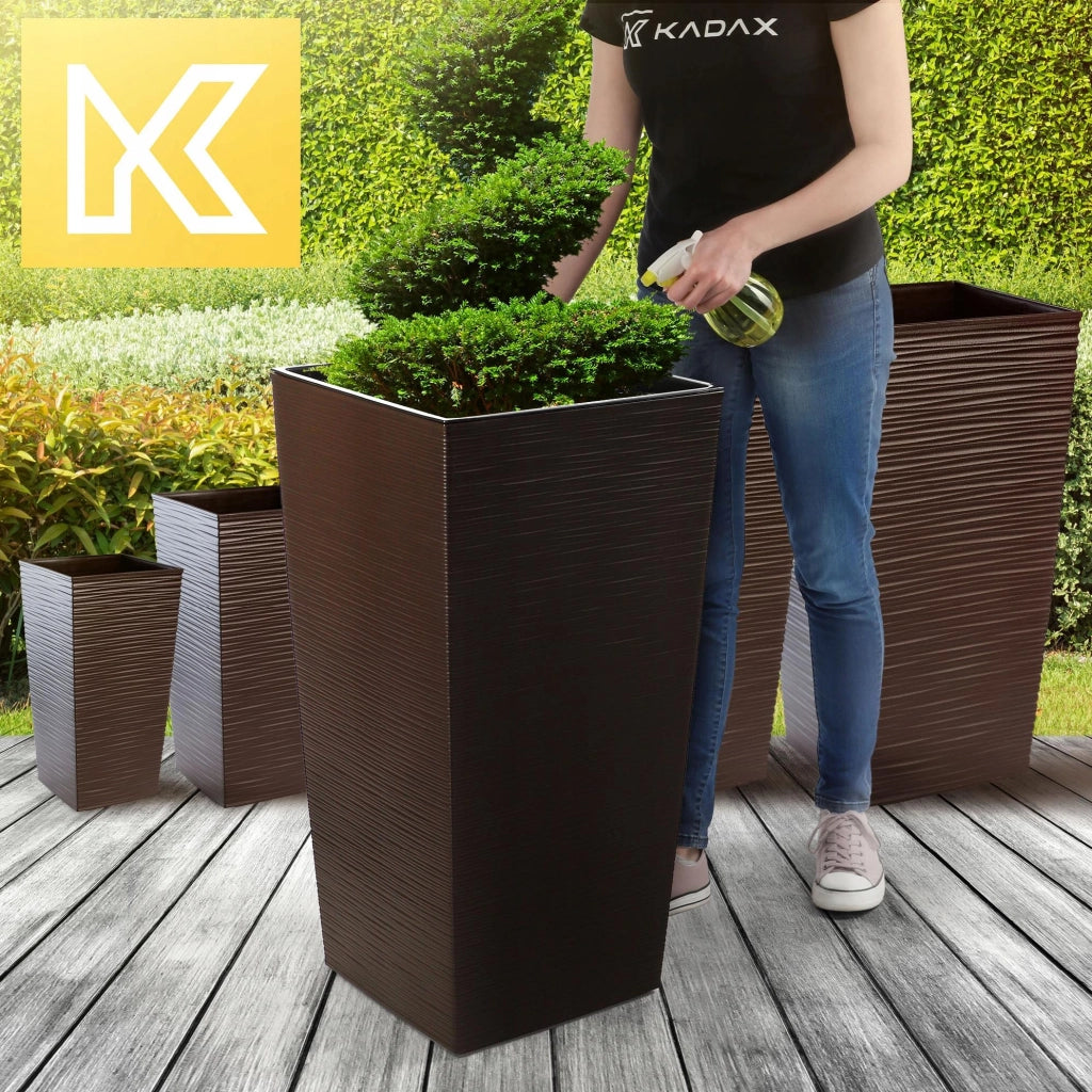 Vaso da giardino KADAX con inserto per fiori, grande e alto, 39x75 cm, color moka.