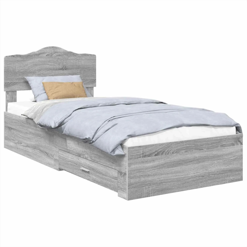 Struttura del letto Grigio Sonoma 70 x 190 cm Legno multistrato