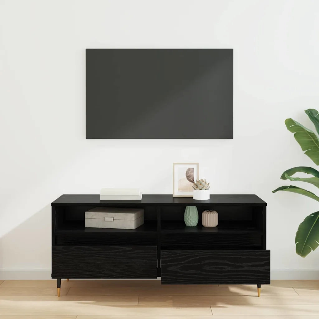 Mobile TV con cassetto Rovere Nero 100 x 34,5 x 44,5 cm 881779