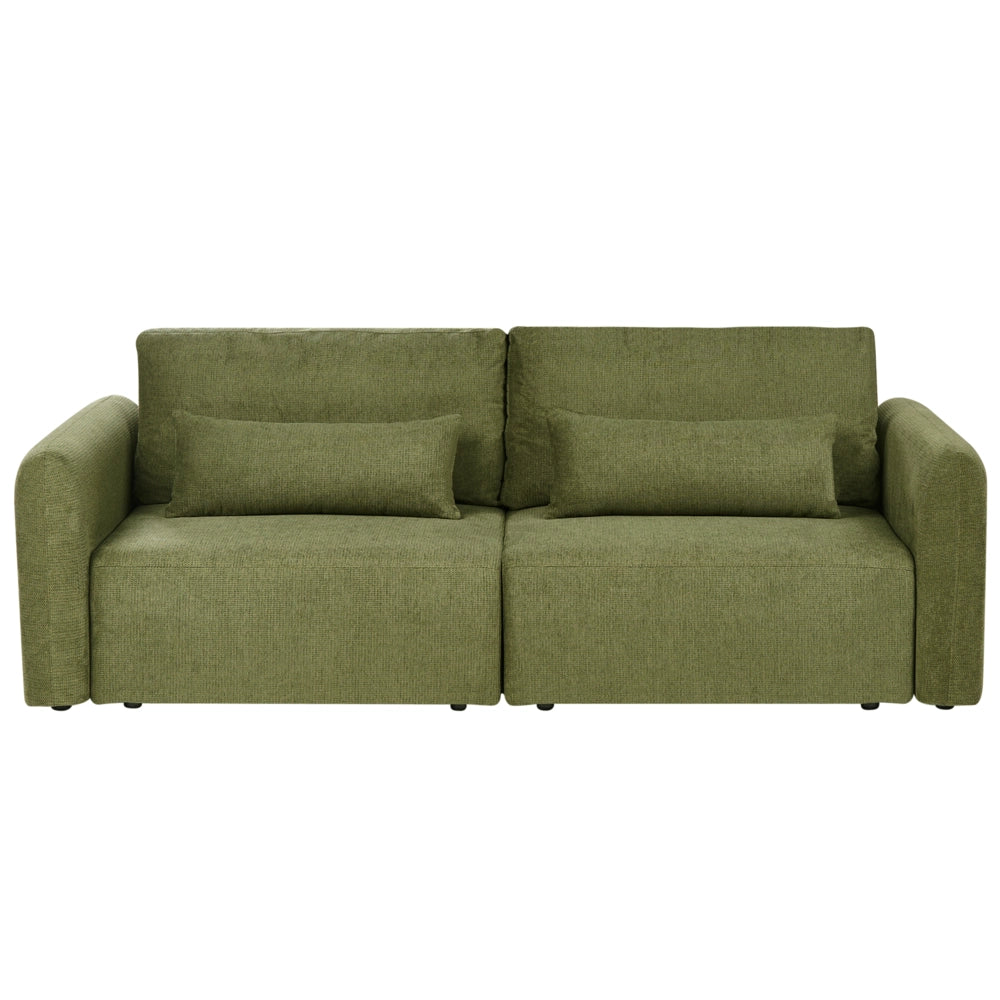 Divano letto a 3 posti verde tessuto imbottito con funzione letto cuscini aggiuntivi pieghevole