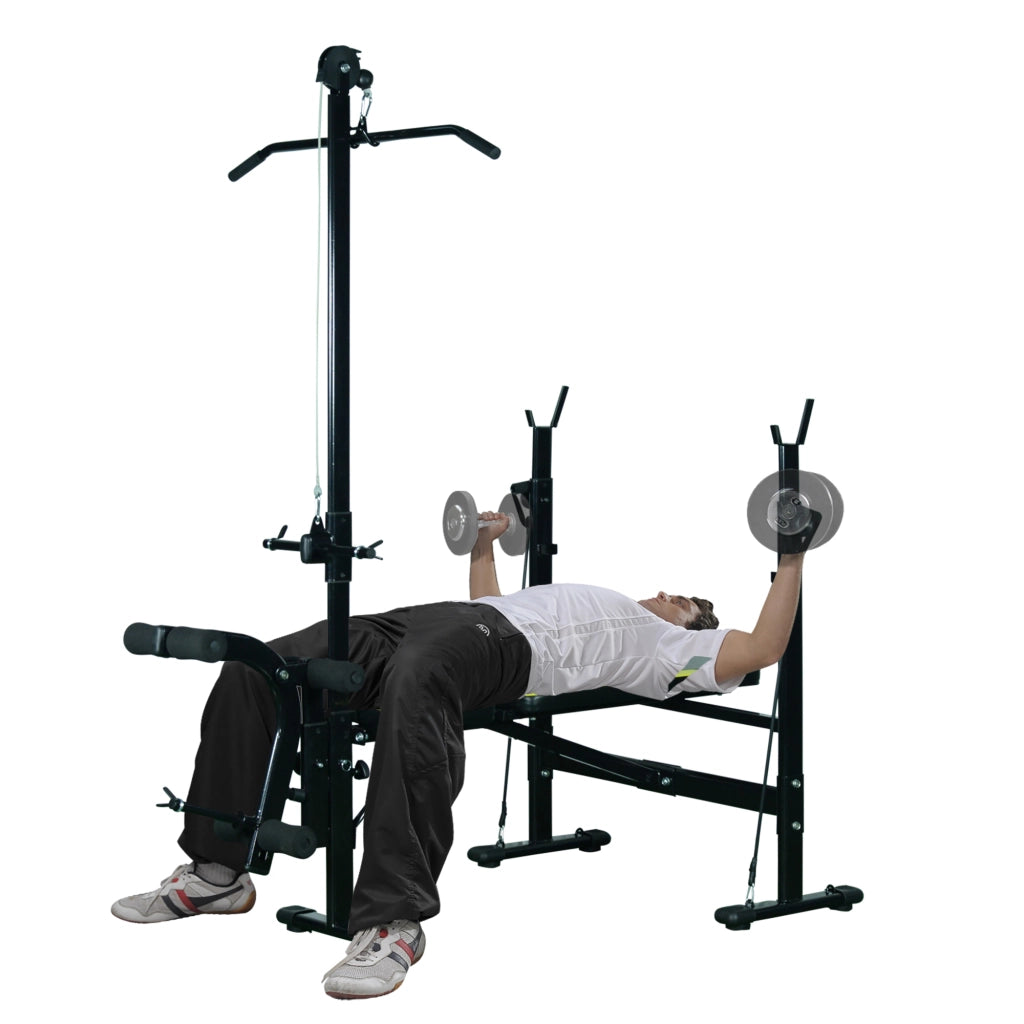 Panca Fitness Multifunzione ¨C Xylo ¨C Schienale Regolabile 3 Livelli 175x110x202cm Nero