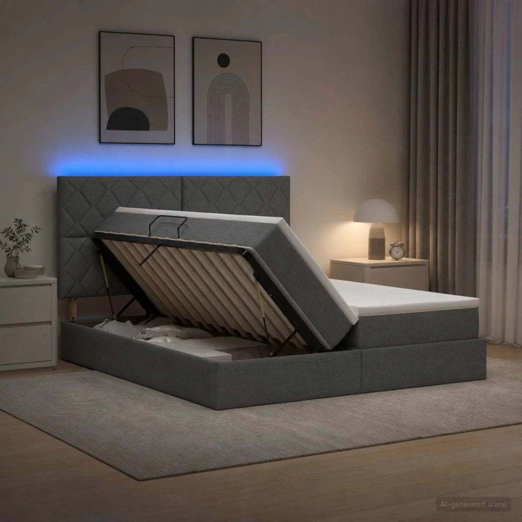 Letto con contenitore LED e materasso Grigio Scuro 180 x 200 cm 3460243