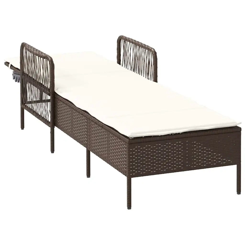 Lettino da sole Marrone e Bianco Crema 55 x 200 x 92 cm 365426