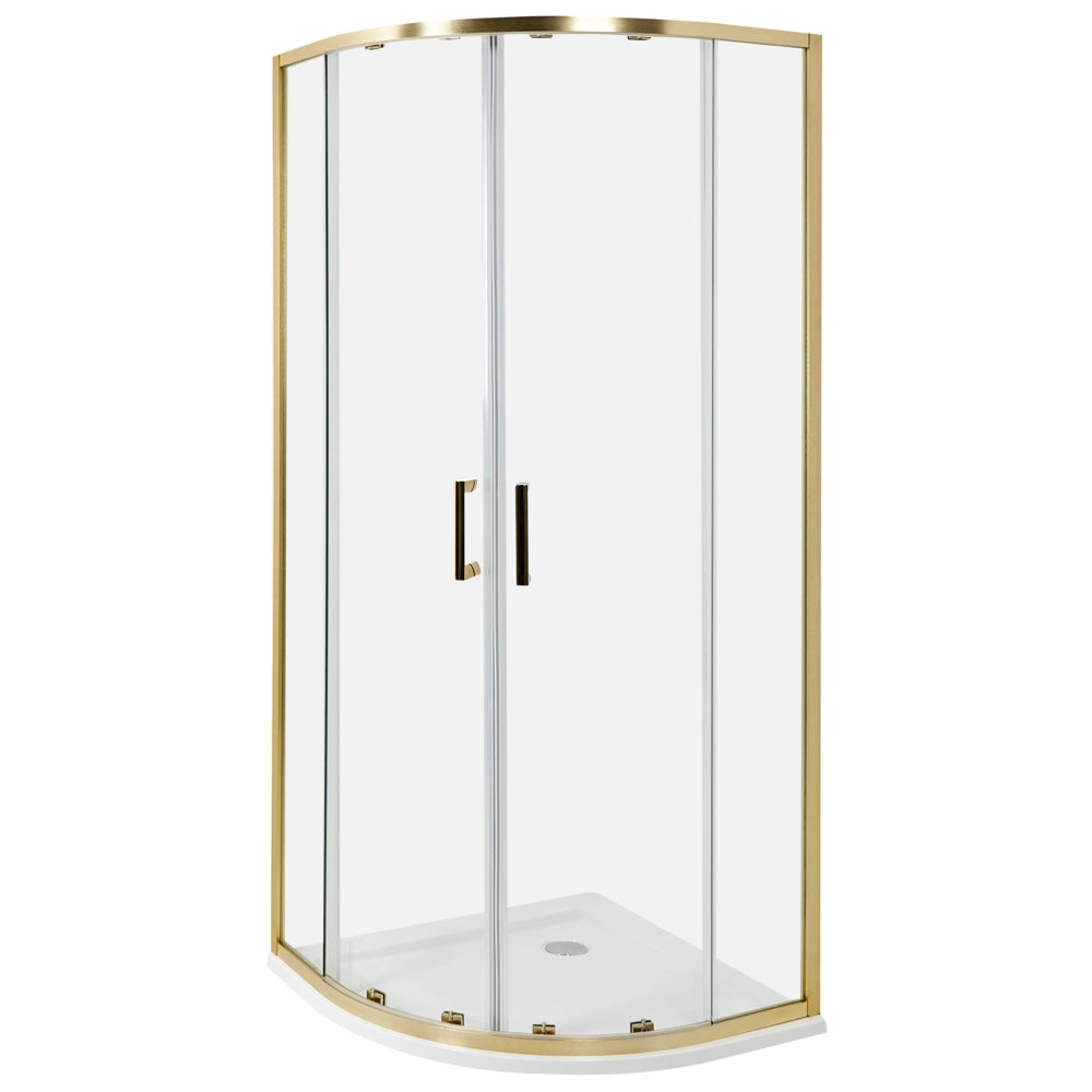 Box Doccia Semicircolare Vetro Temperato Doppia Porta oro 80 x 80 x 185 cm bagno