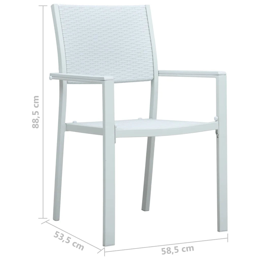 Sedie da Giardino 4 pz | Sedie da Esterno Bianche in Plastica Stile Rattan