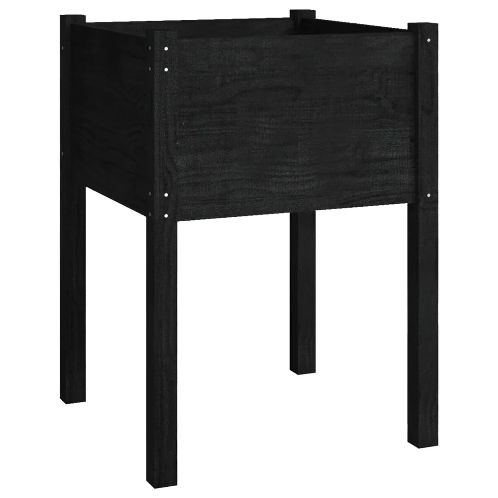 Fioriera rialzata per piante e fiori terrazza giardino 50 x 50 x 70 cm legno massello di pino nero 02_0037674