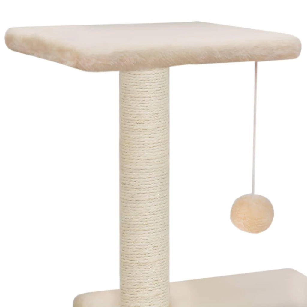 Tiragraffi albero per gatti cuccia per gatti peluche in sisal 65 cm beige 3702217