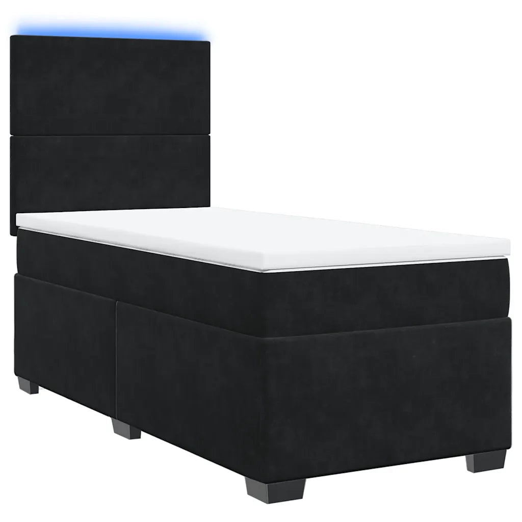 Giroletto a Molle con Materasso Nero 80x200 cm in Velluto