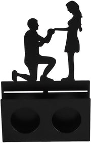 Decorazione per candelaio in acciaio lavorato a mano - scultura romantica per coppia - decorazione da tavolo - decorazione per fidanzamento - dimensioni 12x12.5x6.8cm - decorazione ornamentale